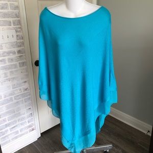 Poncho with chiffon trim